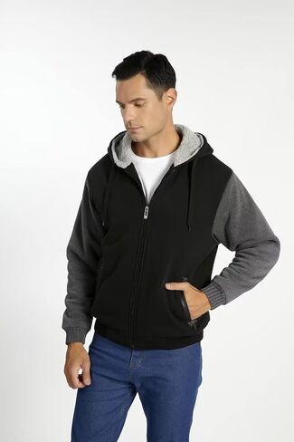 SWISSWELL Men Hoodies Zip Up Fleece Jacket Heavyweight Sherpa Lined Hooded Sweatshirt Warm Thick Winter Coat in Saudi Arabia