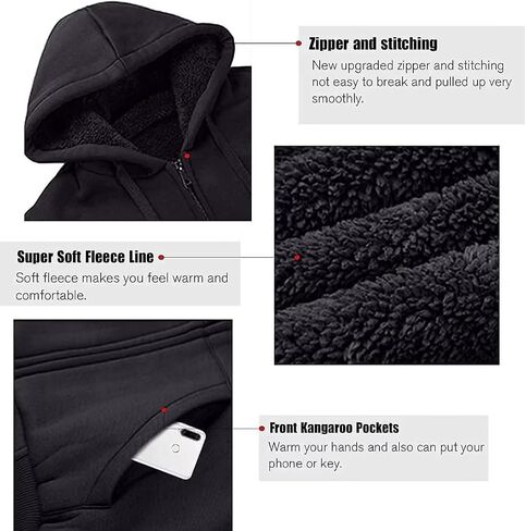 SWISSWELL Men Hoodies Zip Up Fleece Jacket Heavyweight Sherpa Lined Hooded Sweatshirt Warm Thick Winter Coat in Saudi Arabia