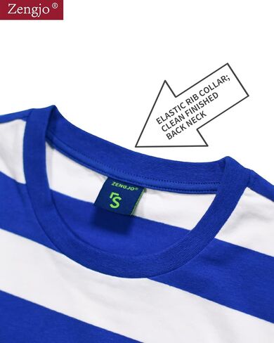 Zengjo Men's Casual Cotton Spandex Striped Crewneck Long-Sleeve T-Shirt Basic Pullover Stripe tee Shirt in Saudi Arabia