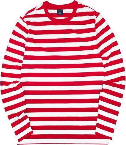 Zengjo Men's Casual Cotton Spandex Striped Crewneck Long-Sleeve T-Shirt Basic Pullover Stripe tee Shirt in Saudi Arabia