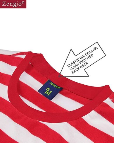 Zengjo Men's Casual Cotton Spandex Striped Crewneck Long-Sleeve T-Shirt Basic Pullover Stripe tee Shirt in Saudi Arabia
