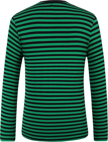 SSLR-Long-Sleeve-Tee-Shirts-for-Men-Striped T Shirts Crewneck Cotton Causal in Saudi Arabia