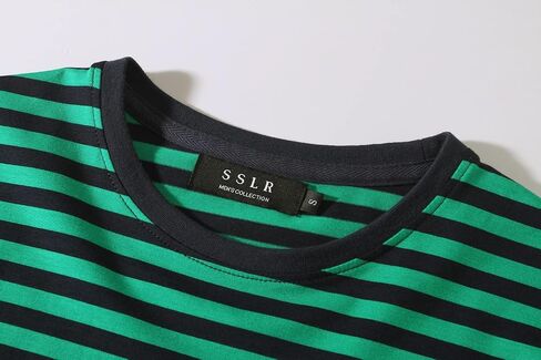 SSLR-Long-Sleeve-Tee-Shirts-for-Men-Striped T Shirts Crewneck Cotton Causal in Saudi Arabia