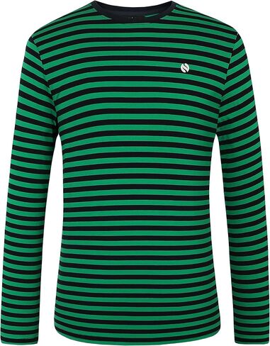 SSLR-Long-Sleeve-Tee-Shirts-for-Men-Striped T Shirts Crewneck Cotton Causal in Saudi Arabia
