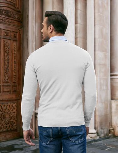 COOFANDY Men Casual V Neck Sweater Ribbed Knit Slim Fit Long Sleeve Pullover Top in Saudi Arabia