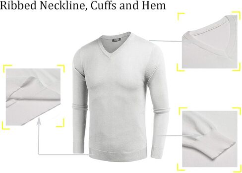 COOFANDY Men Casual V Neck Sweater Ribbed Knit Slim Fit Long Sleeve Pullover Top in Saudi Arabia