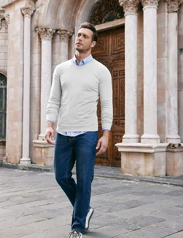 COOFANDY Men Casual V Neck Sweater Ribbed Knit Slim Fit Long Sleeve Pullover Top in Saudi Arabia