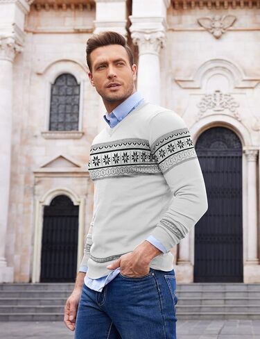 COOFANDY Men Casual V Neck Sweater Ribbed Knit Slim Fit Long Sleeve Pullover Top in Saudi Arabia