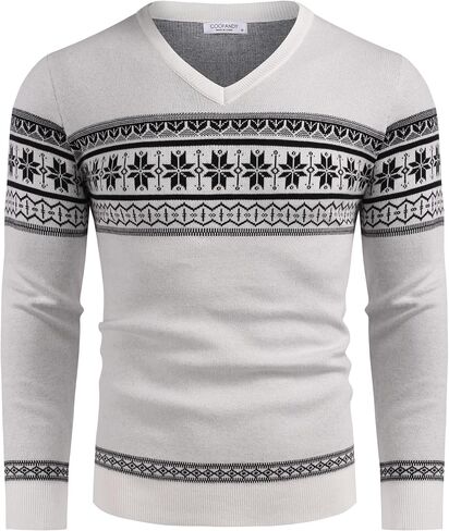 COOFANDY Men Casual V Neck Sweater Ribbed Knit Slim Fit Long Sleeve Pullover Top in Saudi Arabia