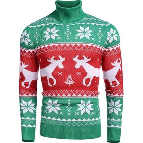 COOFANDY Men's Slim Fit Turtleneck Sweater Casual Knitted Twisted Pullover Solid Sweaters
