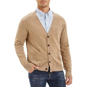 Kallspin Men’s Cardigan Sweater Cashmere Wool Blend V Neck Buttons Cardigan with Pockets in Kuwait