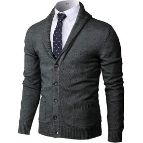 H2H Mens Casual Comfortable Fit Cardigan Sweater Shawl Collar Soft Fabric in Saudi Arabia