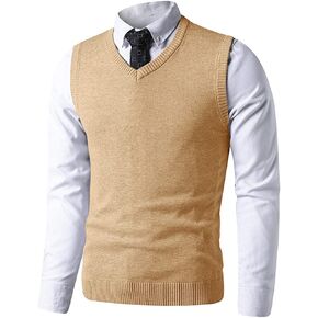 LTIFONE Sweater Vest for Men, Knited Business Slim Fit Mens V Neck Sweater, Big and Tall Pullover Sleeveless Sweaters