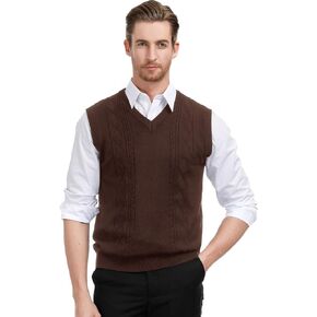 PJ PAUL JONES Men's V Neck Sweater Vest Cable Knitted Pullover Sweaters Vest in Kuwait