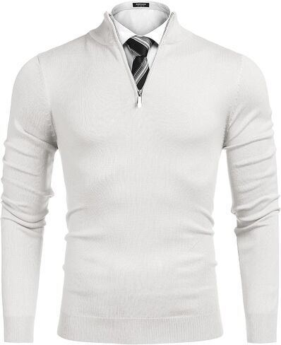 Coofandy Men's Quarter Zip Up Sweaters Slim Fit Lightweight Mock Neck Pullover Casual Polo Sweater in Saudi Arabia