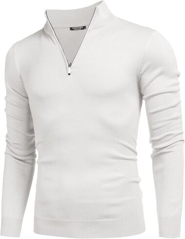 Coofandy Men's Quarter Zip Up Sweaters Slim Fit Lightweight Mock Neck Pullover Casual Polo Sweater in Saudi Arabia