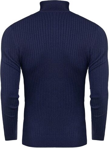 nine bull Mens Slim Fit Turtleneck Sweater Cable Knit Thermal Pullover Sweater in Kuwait