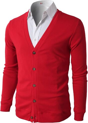 H2H Mens Casual Slim Fit Cardigans V-Neck Basic Designed Long Sleeve Button Down in Saudi Arabia