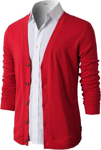 H2H Mens Casual Slim Fit Cardigans V-Neck Basic Designed Long Sleeve Button Down in Saudi Arabia