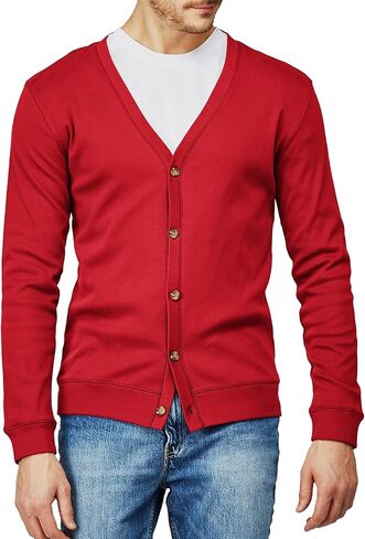 H2H Mens Casual Slim Fit Cardigans V-Neck Basic Designed Long Sleeve Button Down in Saudi Arabia