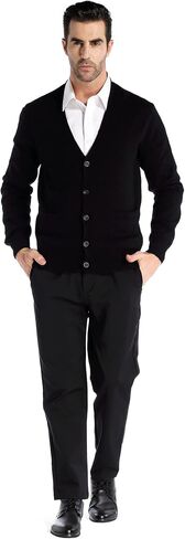 Kallspin Men’s Cardigan Sweater Cashmere Wool Blend V Neck Buttons Cardigan with Pockets in Saudi Arabia