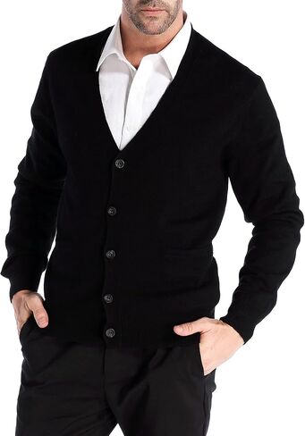 Kallspin Men’s Cardigan Sweater Cashmere Wool Blend V Neck Buttons Cardigan with Pockets in Saudi Arabia