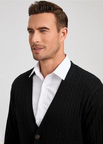 Kallspin Men’s Cardigan Sweater Cashmere Wool Blend V Neck Buttons Cardigan with Pockets in Saudi Arabia