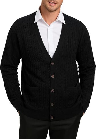 Kallspin Men’s Cardigan Sweater Cashmere Wool Blend V Neck Buttons Cardigan with Pockets in Saudi Arabia