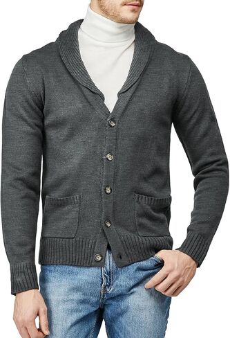 H2H Mens Casual Comfortable Fit Cardigan Sweater Shawl Collar Soft Fabric in Saudi Arabia