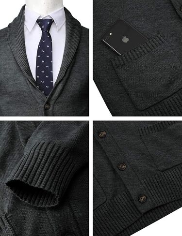 H2H Mens Casual Comfortable Fit Cardigan Sweater Shawl Collar Soft Fabric in Saudi Arabia