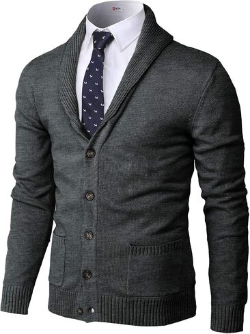 H2H Mens Casual Comfortable Fit Cardigan Sweater Shawl Collar Soft Fabric in Saudi Arabia