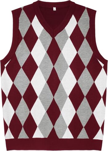 Amussiar Men's Casual Sweater Vest V-Neck Slim Fit Sleeveless Sweater Knitted Pullover Vest in Saudi Arabia