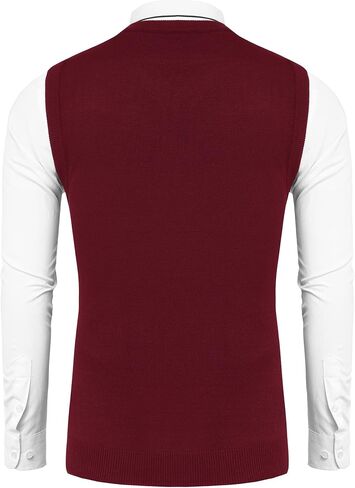 Amussiar Men's Casual Sweater Vest V-Neck Slim Fit Sleeveless Sweater Knitted Pullover Vest in Saudi Arabia