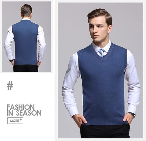 Amussiar Men's Casual Sweater Vest V-Neck Slim Fit Sleeveless Sweater Knitted Pullover Vest in Saudi Arabia