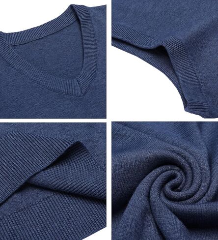 Amussiar Men's Casual Sweater Vest V-Neck Slim Fit Sleeveless Sweater Knitted Pullover Vest in Saudi Arabia