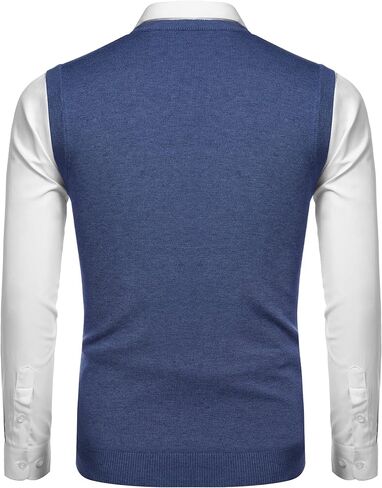 Amussiar Men's Casual Sweater Vest V-Neck Slim Fit Sleeveless Sweater Knitted Pullover Vest in Saudi Arabia