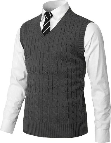 MNCEGEER Mens Knitwear Vest Sleeveless Casual V Neck Slim Fit Pullover Knitted Sweater in Saudi Arabia