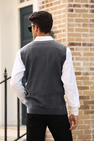 MNCEGEER Mens Knitwear Vest Sleeveless Casual V Neck Slim Fit Pullover Knitted Sweater in Saudi Arabia
