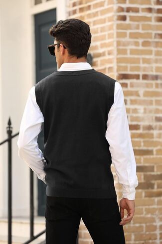 MNCEGEER Mens Knitwear Vest Sleeveless Casual V Neck Slim Fit Pullover Knitted Sweater in Saudi Arabia
