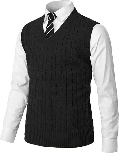 MNCEGEER Mens Knitwear Vest Sleeveless Casual V Neck Slim Fit Pullover Knitted Sweater in Saudi Arabia