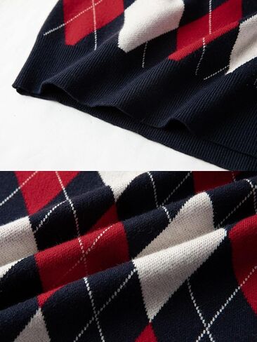 Karlywindow Mens Argyle Sweater Vests Rhombus Sleeveless V-Neck Knit Pullover Vest in Saudi Arabia