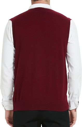 Kallspin Men’s Cashmere Wool Blend Relax Fit Vest Knit V-Neck Sweater in Saudi Arabia