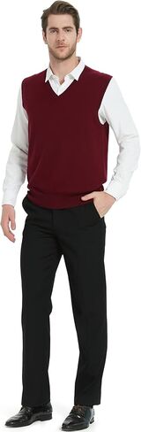 Kallspin Men’s Cashmere Wool Blend Relax Fit Vest Knit V-Neck Sweater in Saudi Arabia