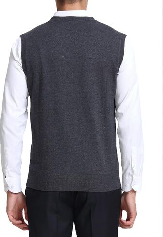 Kallspin Men’s Cashmere Wool Blend Relax Fit Vest Knit V-Neck Sweater in Saudi Arabia