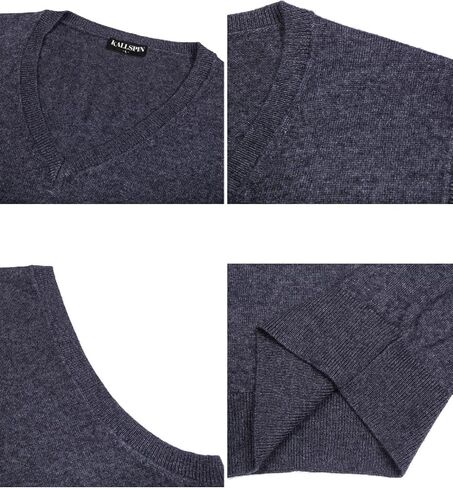Kallspin Men’s Cashmere Wool Blend Relax Fit Vest Knit V-Neck Sweater in Saudi Arabia