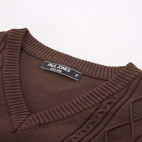 PJ PAUL JONES Men's V Neck Sweater Vest Cable Knitted Pullover Sweaters Vest in Kuwait