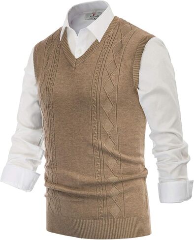 PJ PAUL JONES Men's V Neck Sweater Vest Cable Knitted Pullover Sweaters Vest in Saudi Arabia