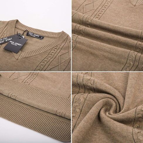 PJ PAUL JONES Men's V Neck Sweater Vest Cable Knitted Pullover Sweaters Vest in Saudi Arabia