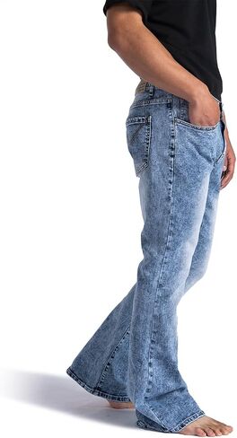 70s Disco Pants for Men Relaxed Stretch 60s 70sBell Bottom Fit Comfort Flared Retro Leg Denim Vintage Jeans in Kuwait