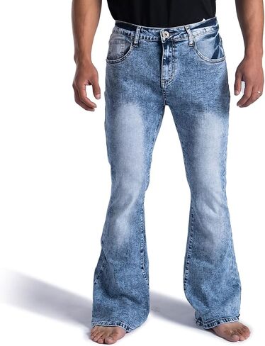 70s Disco Pants for Men Relaxed Stretch 60s 70sBell Bottom Fit Comfort Flared Retro Leg Denim Vintage Jeans in Kuwait